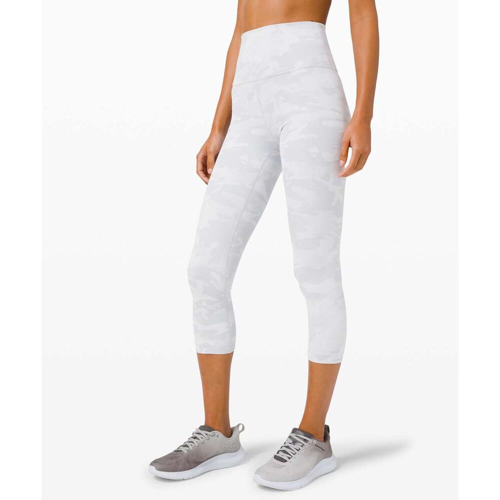 Lululemon Align High-Rise Crop 21" Leggings Women 8 Incognito Camo White Grey